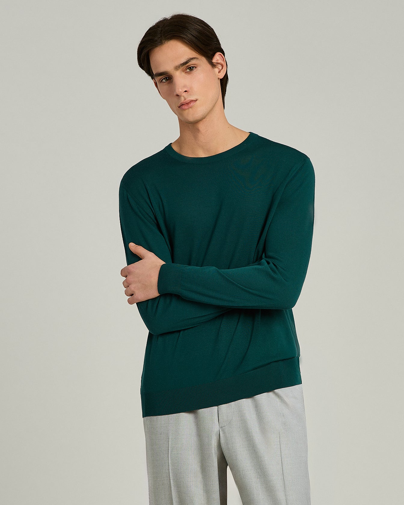 PURE ULTRAFINE WOOL CREW NECK SWEATER