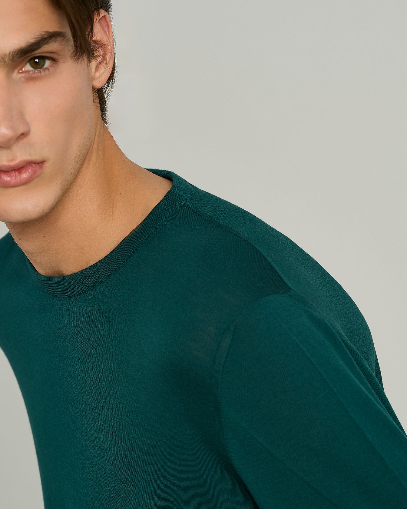PURE ULTRAFINE WOOL CREW NECK SWEATER