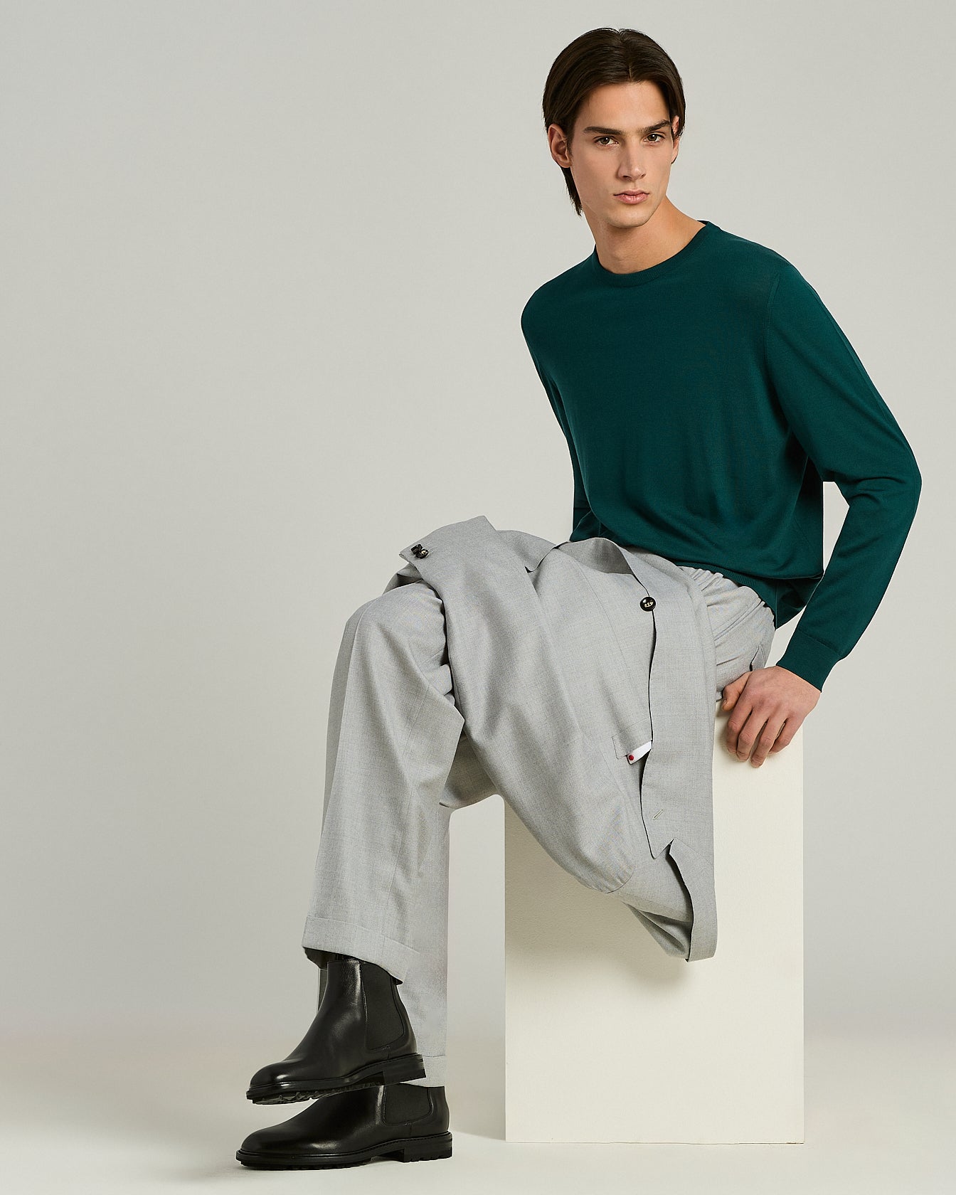 PURE ULTRAFINE WOOL CREW NECK SWEATER