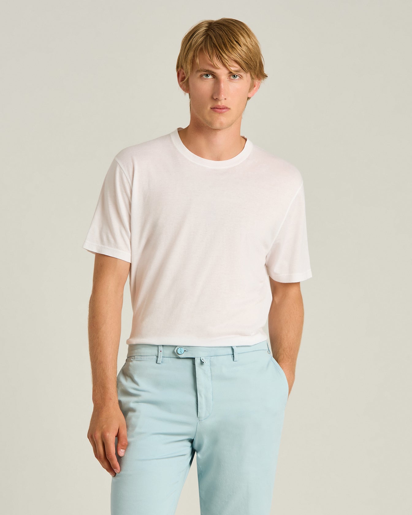 COTTON AND CASHMERE BLEND T-SHIRT IN WHITE
