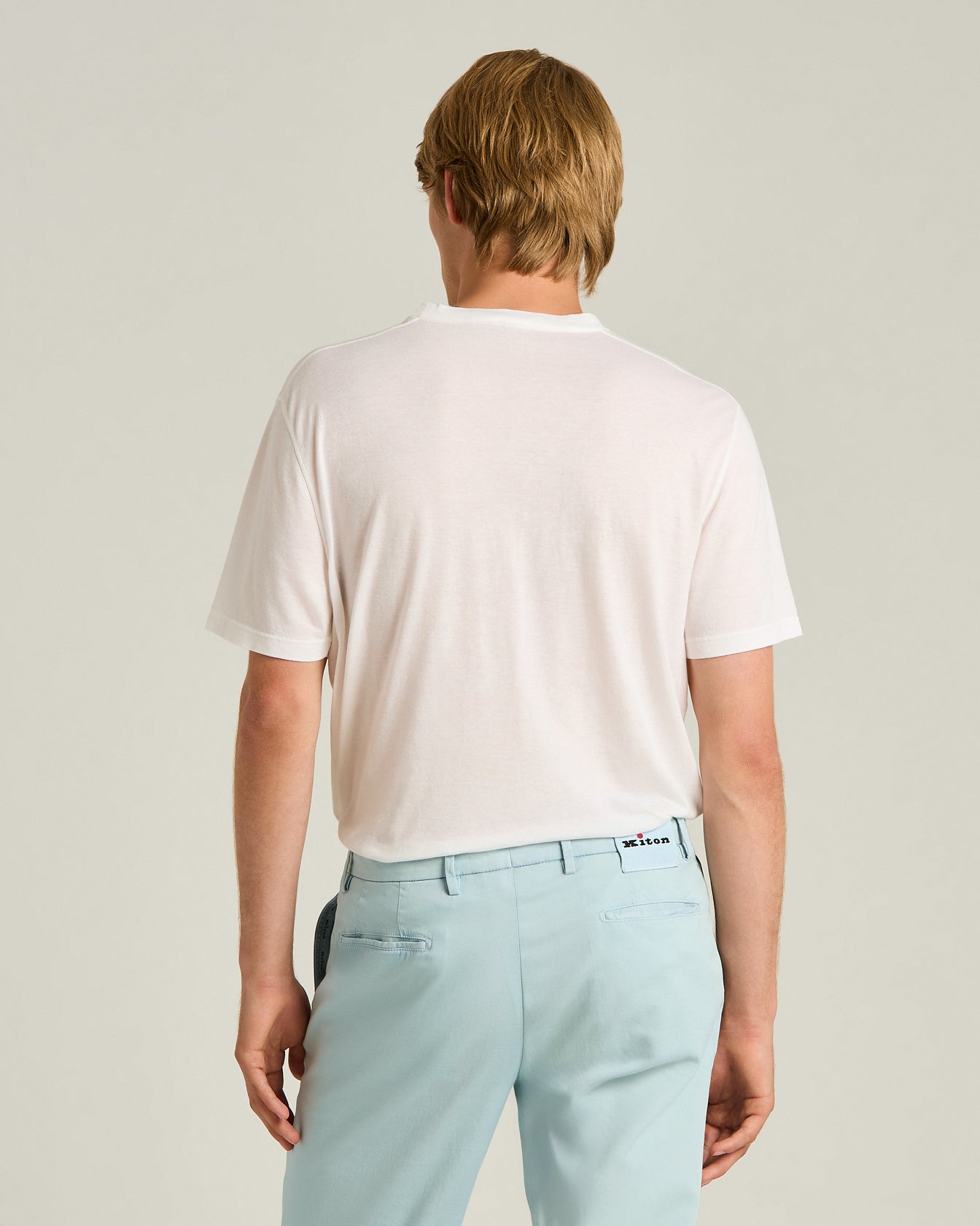 COTTON AND CASHMERE BLEND T-SHIRT IN WHITE