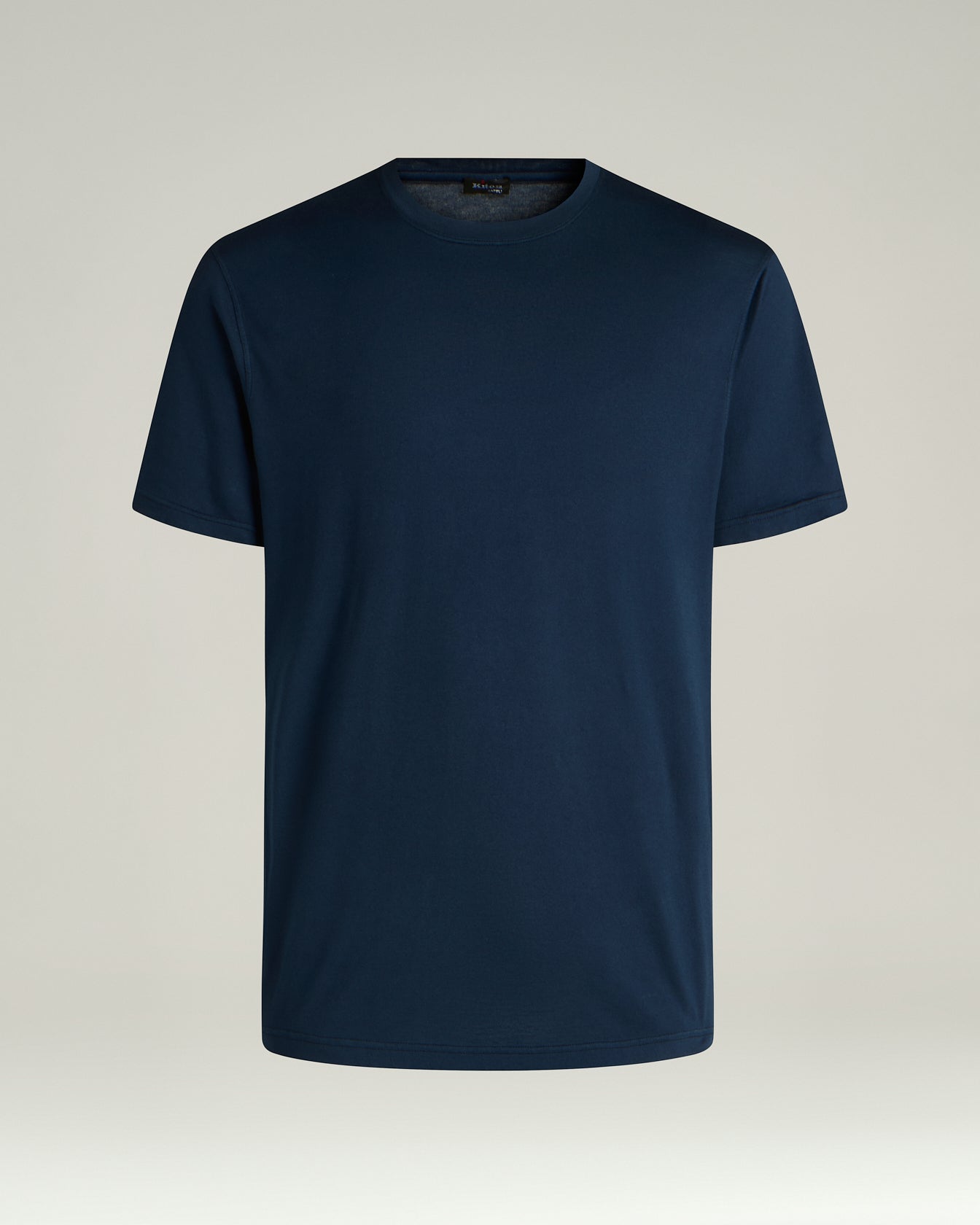 COTTON AND CASHMERE BLEND T-SHIRT IN NAVY BLUE