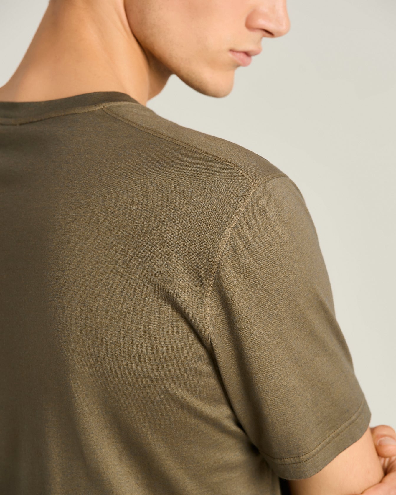 COTTON AND CASHMERE BLEND T-SHIRT IN BROWN