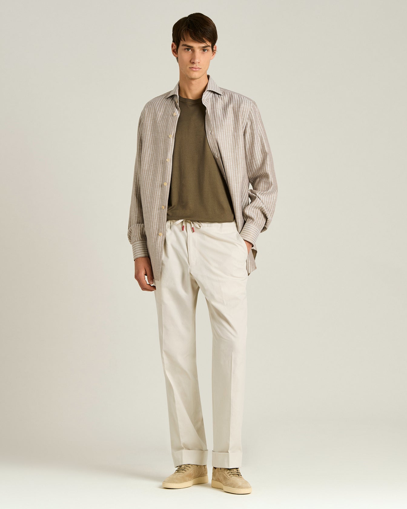 COTTON AND CASHMERE BLEND T-SHIRT IN BROWN