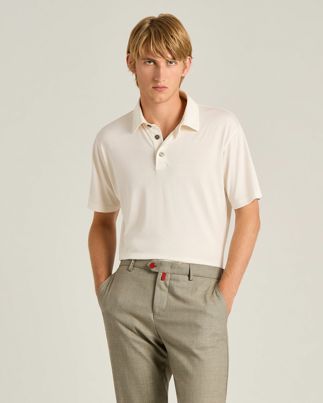 SILK AND COTTON BLEND SHORT-SLEEVED POLO SHIRT