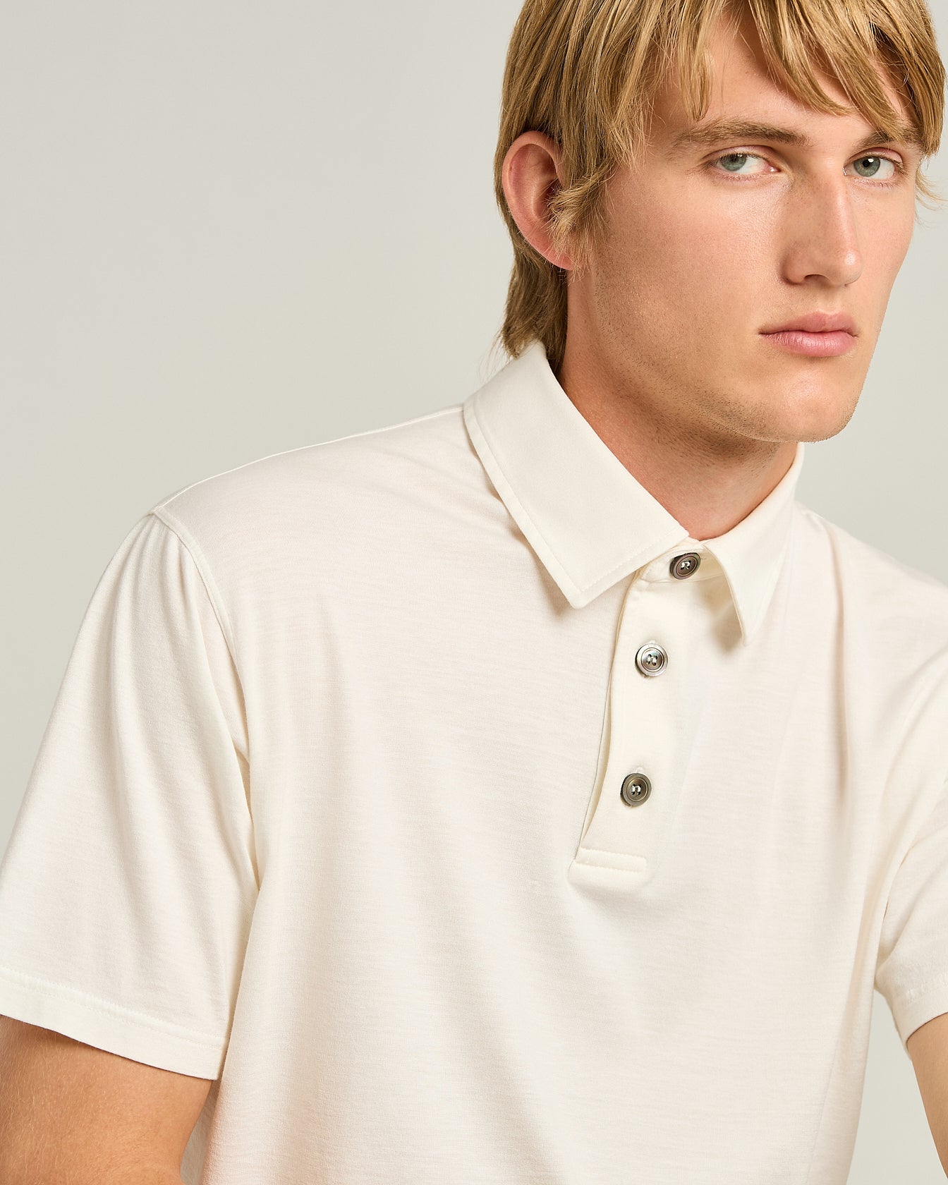 SILK AND COTTON BLEND SHORT-SLEEVED POLO SHIRT