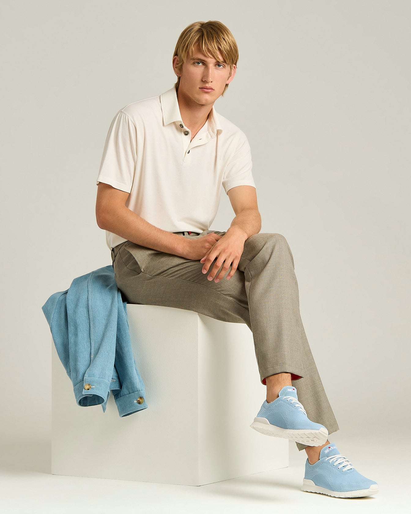 SILK AND COTTON BLEND SHORT-SLEEVED POLO SHIRT