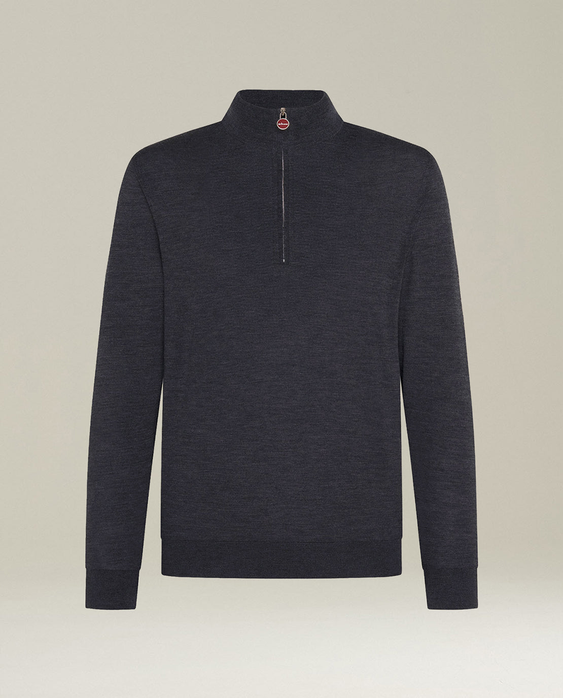 CHARCOAL GREY WOOL MOCK-NECK SWEATER