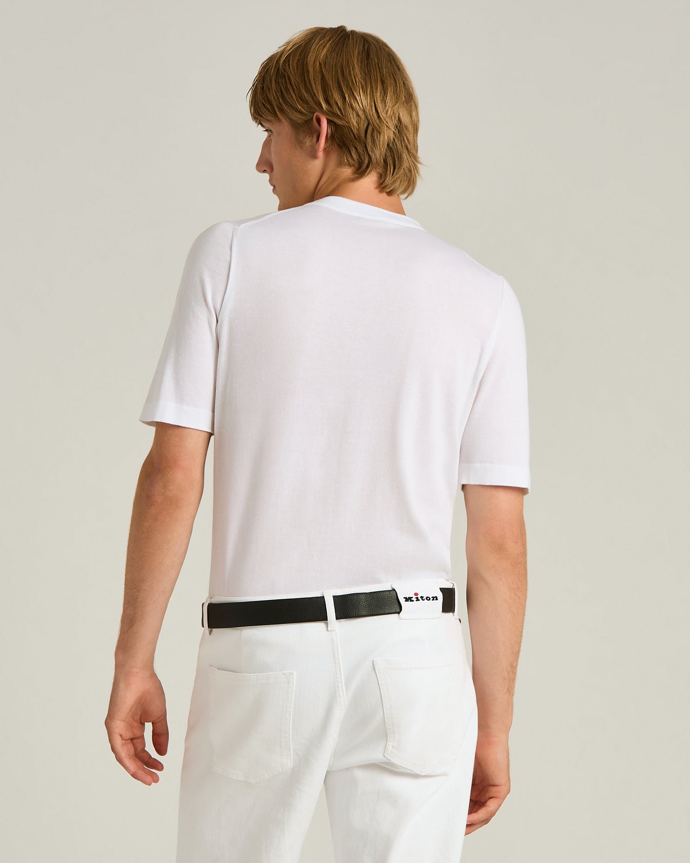 COTTON SHORT-SLEEVED CREW NECK SWEATER