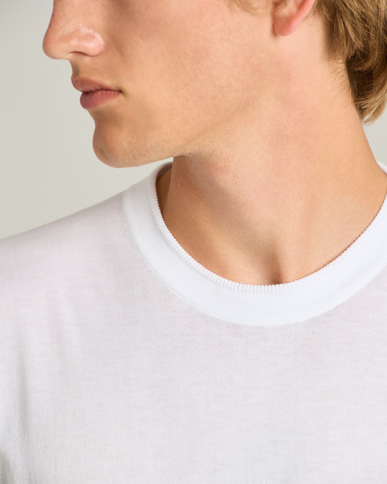 COTTON SHORT-SLEEVED CREW NECK SWEATER