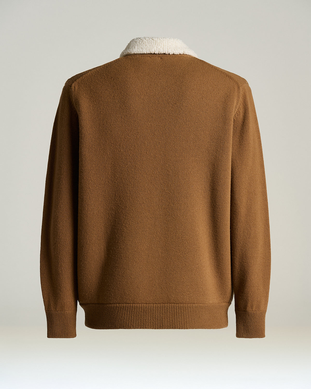 CARAMEL WOOL AND CASHMERE BOMBER JACKET WITH SHEARLING-EFFECT COLLAR 2