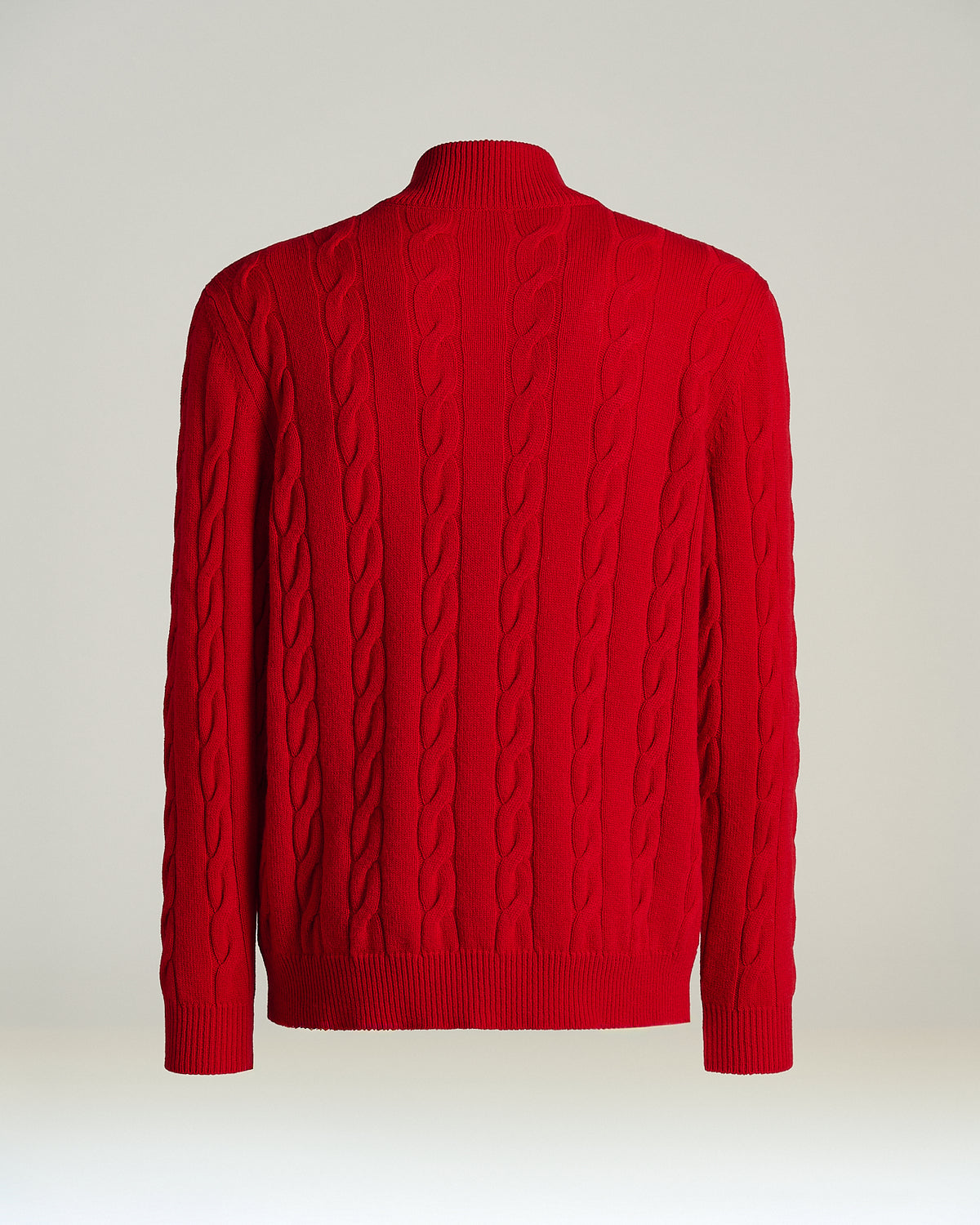 RED CASHMERE CABLE KNIT TURTLENECK SWEATER WITH BUTTON OPENING 2