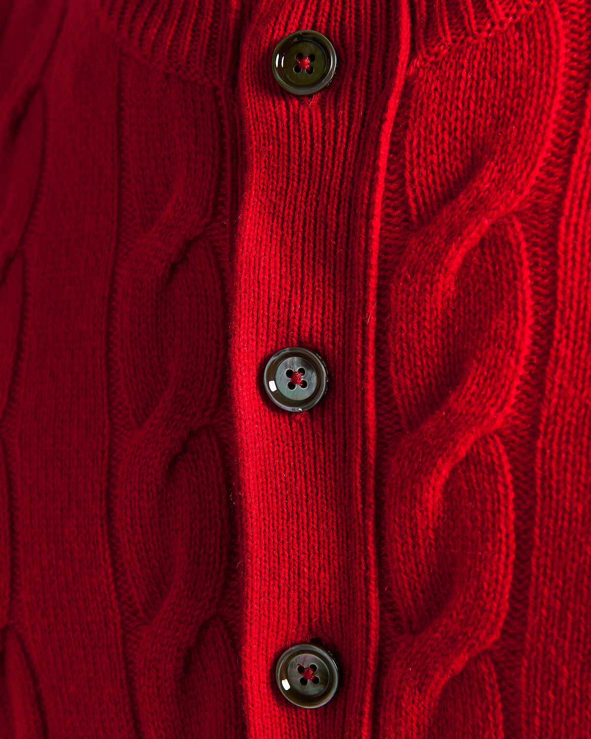 RED CASHMERE CABLE KNIT TURTLENECK SWEATER WITH BUTTON OPENING 3