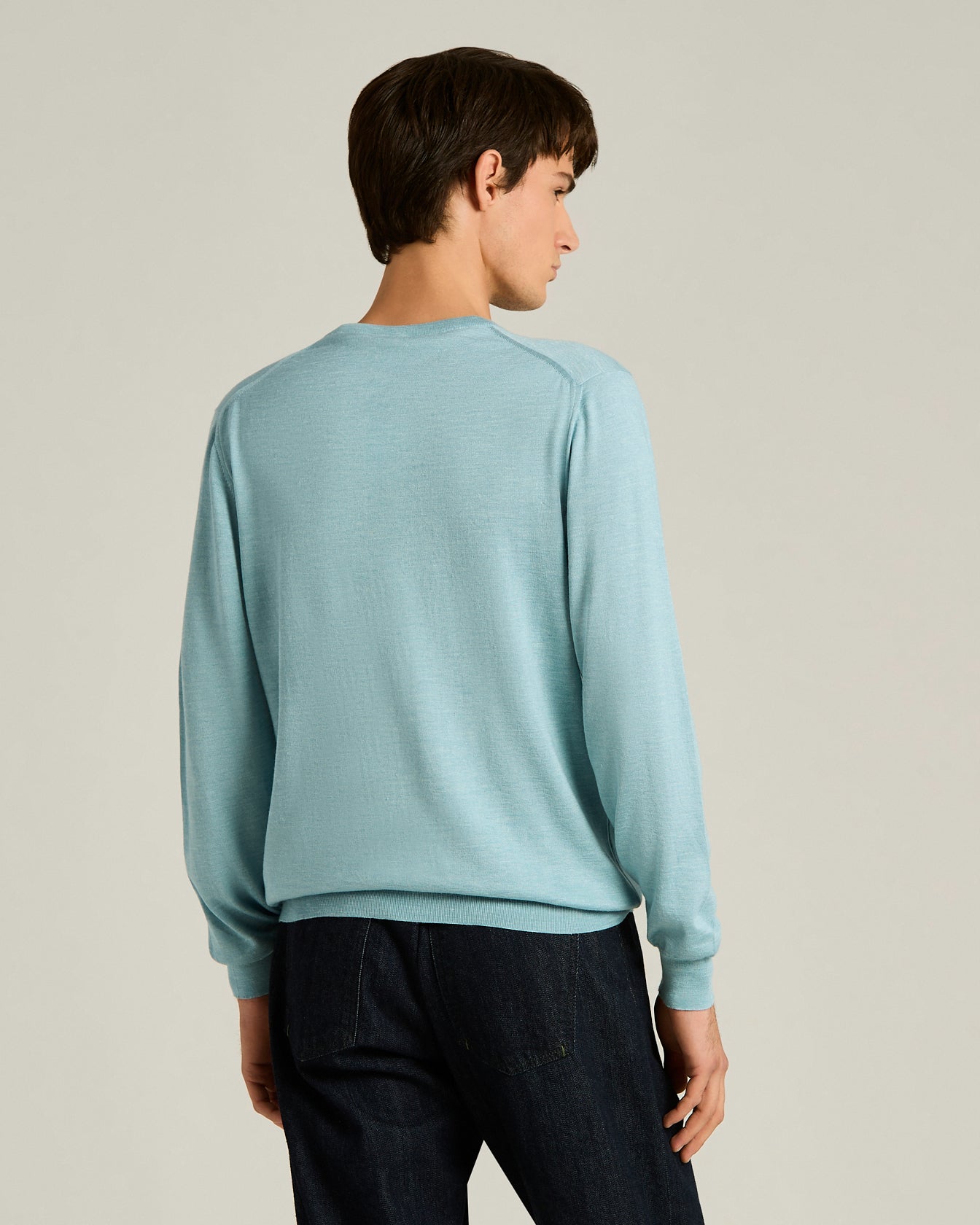SILK, CASHMERE AND LINEN BLEND CREW NECK SWEATER