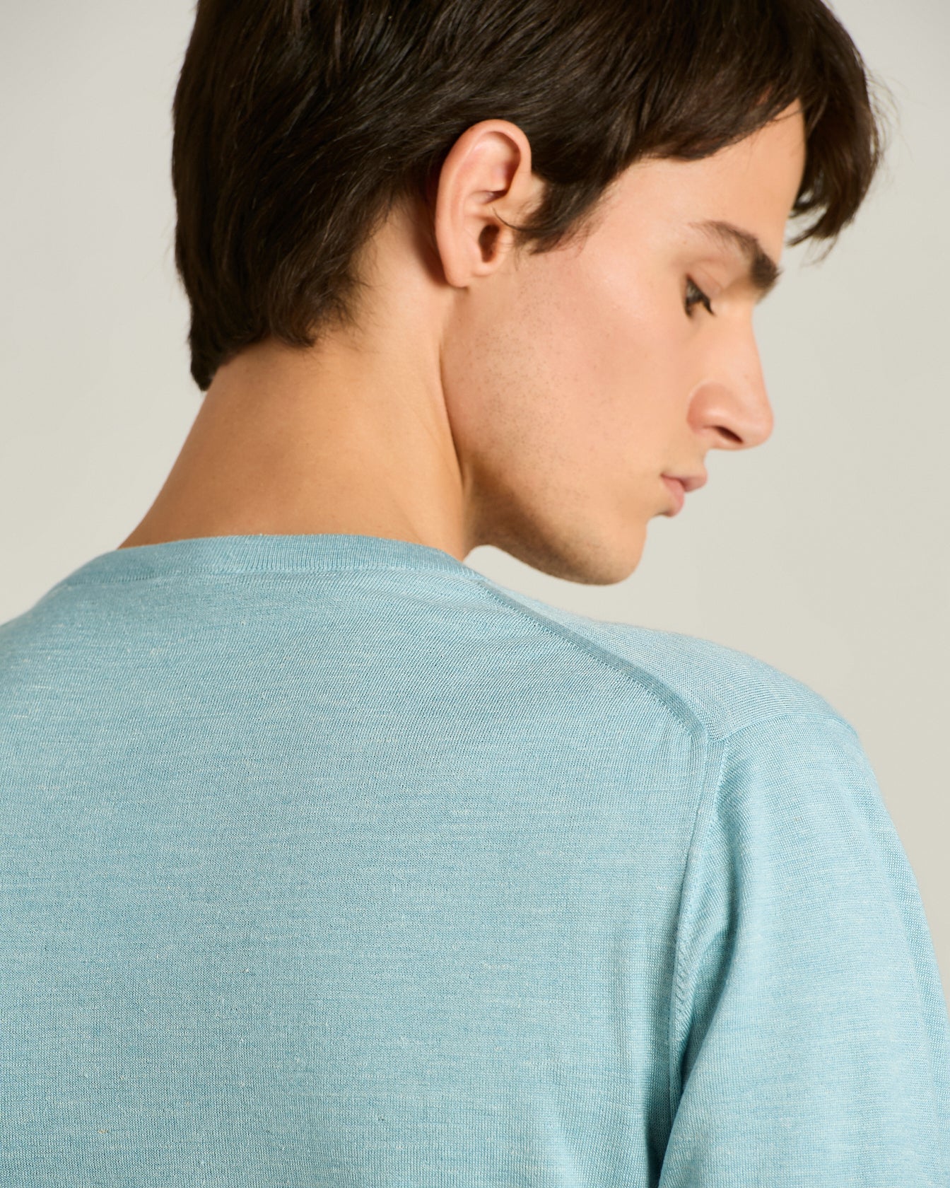 SILK, CASHMERE AND LINEN BLEND CREW NECK SWEATER