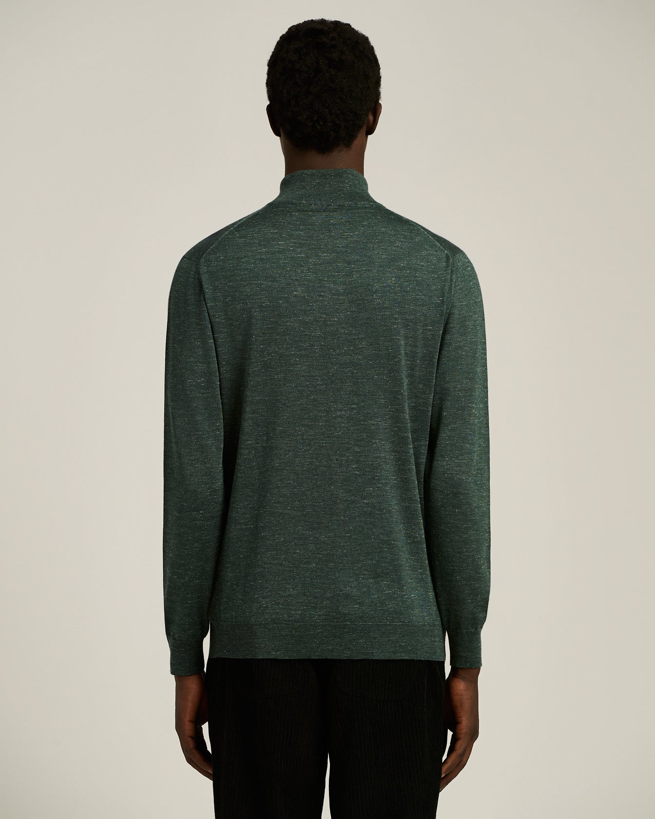 SILK, CASHMERE AND LINEN POLO NECK TOP WITH ZIP