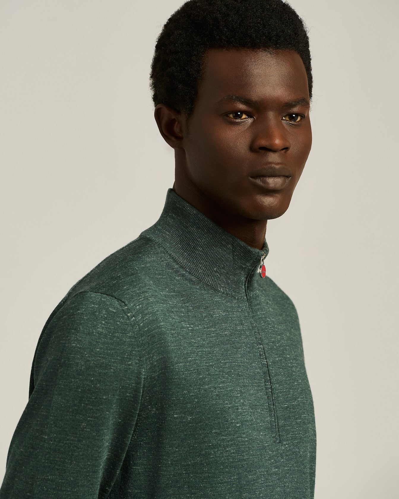 SILK, CASHMERE AND LINEN POLO NECK TOP WITH ZIP
