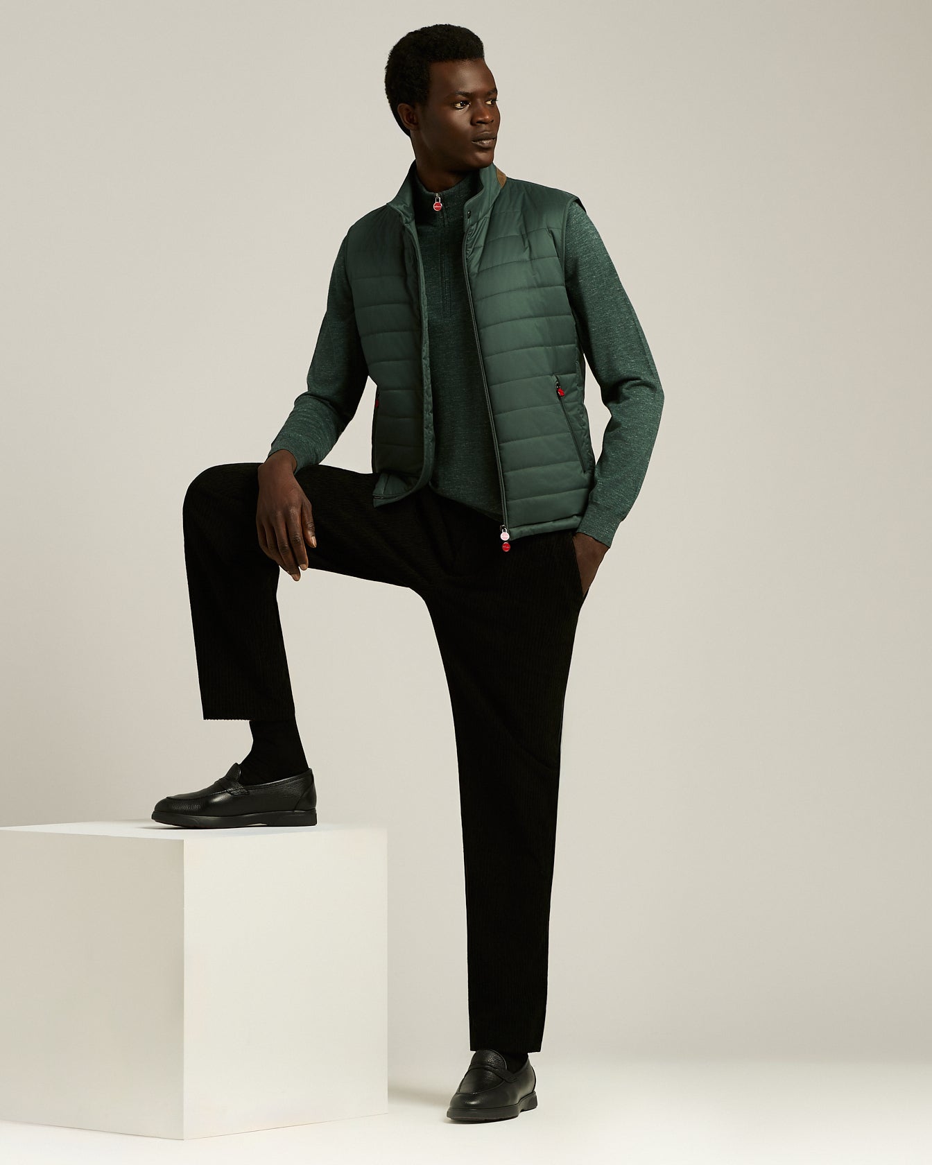 SILK, CASHMERE AND LINEN POLO NECK TOP WITH ZIP