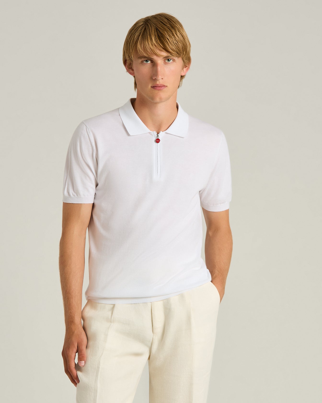 PURE COTTON ZIPPED POLO SHIRT