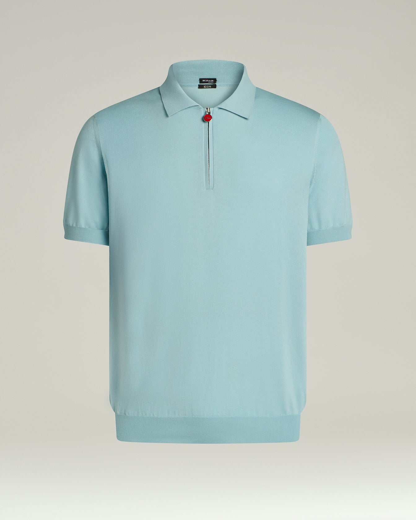 Pure Cotton Zipped Polo Shirt Powder Blue1