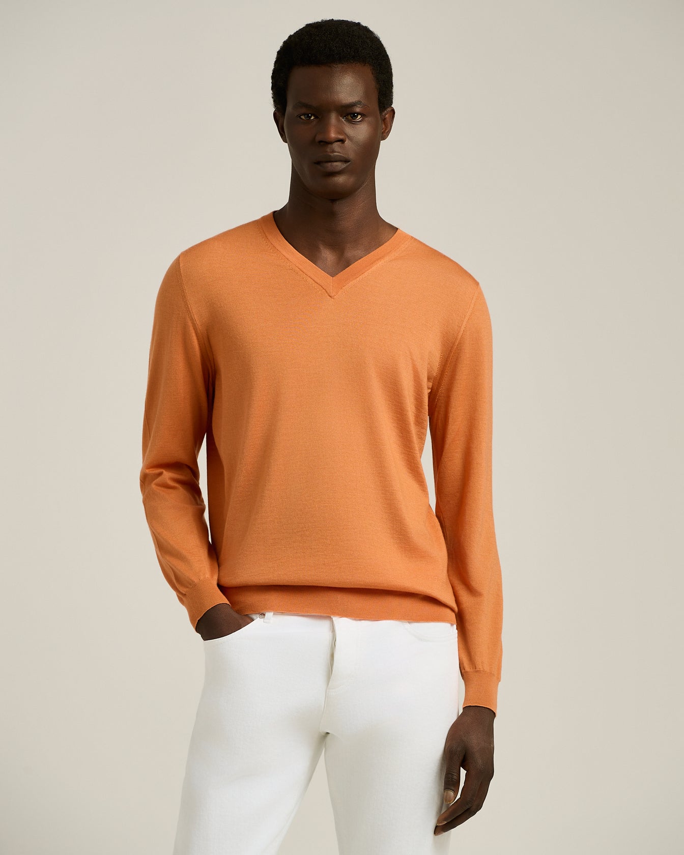 CASHMERE AND SILK V-NECK SWEATER
