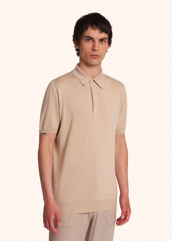 Kiton natural beige jersey poloshirt for man, in cotton 2