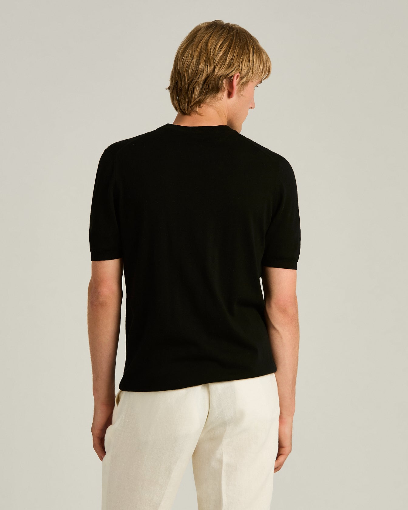 Pure Cotton Black Short Sleeve Crewneck Sweater 3