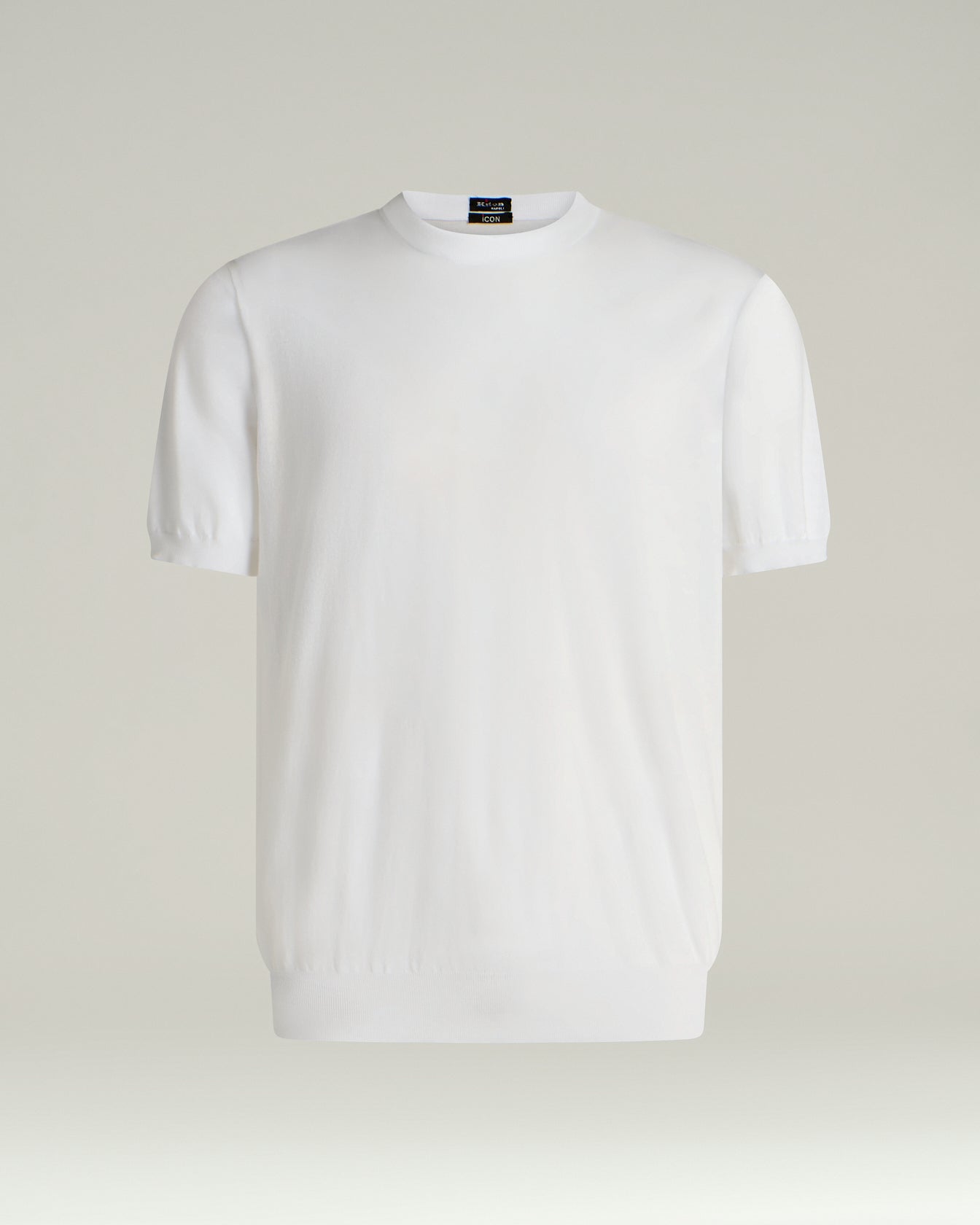 COTTON SHORT-SLEEVED CREW NECK SWEATER