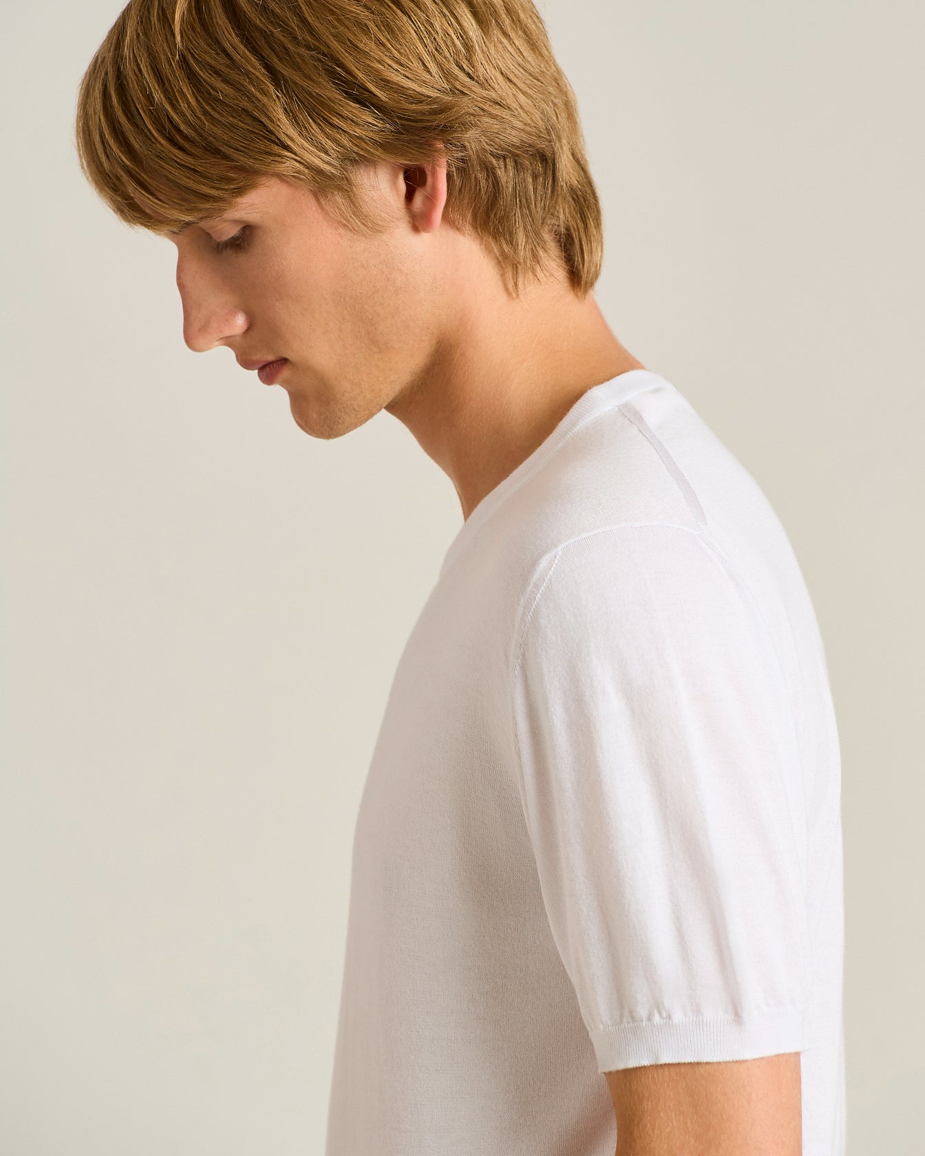 COTTON SHORT-SLEEVED CREW NECK SWEATER