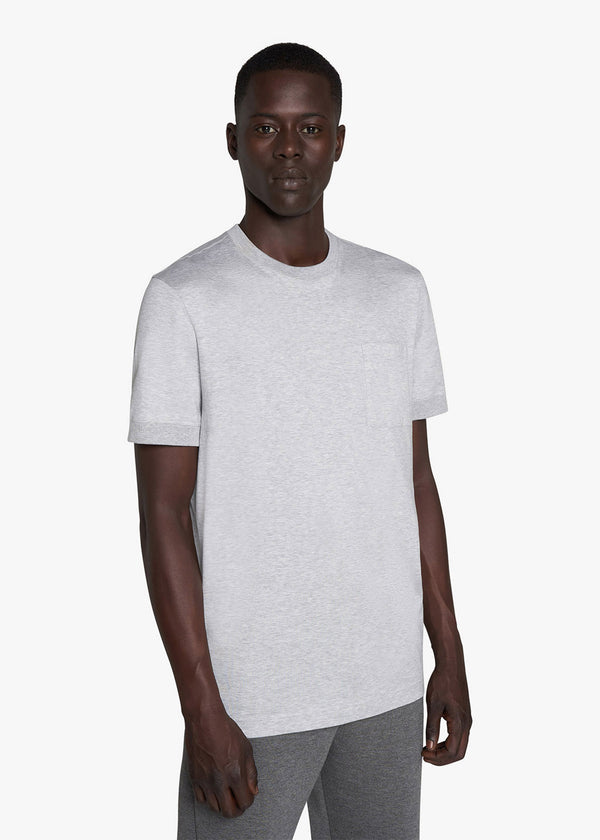 Knt pearl grey t-shirt s/s in cotton 2