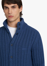 Knt denim blouson for man, in virgin wool 4