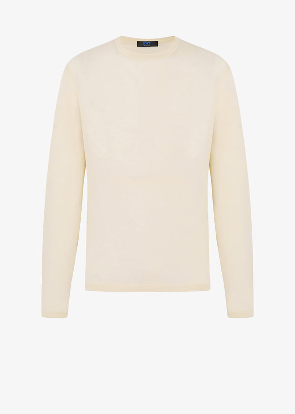 WOOL AND SILK BLEND CREW NECK JUMPER