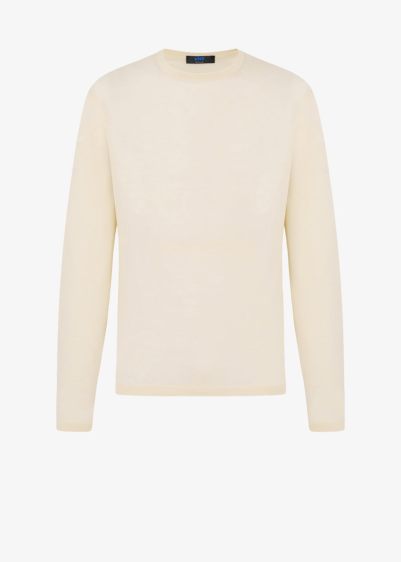 WOOL AND SILK BLEND CREW NECK JUMPER