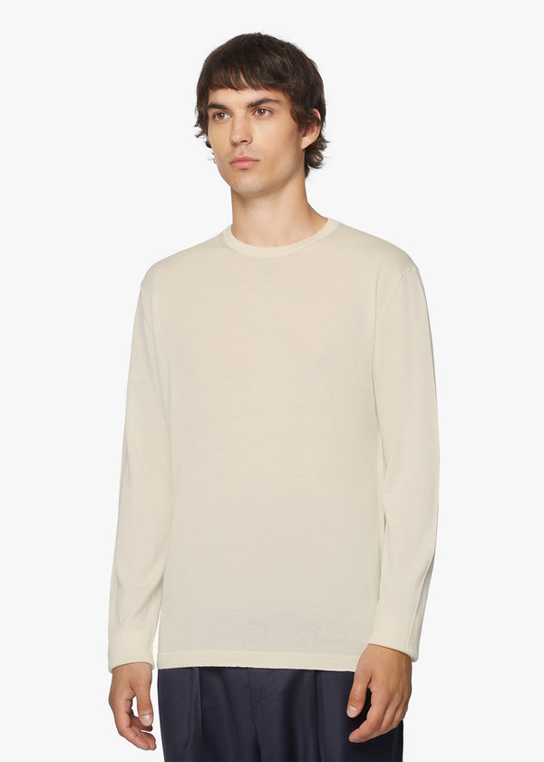 WOOL AND SILK BLEND CREW NECK JUMPER