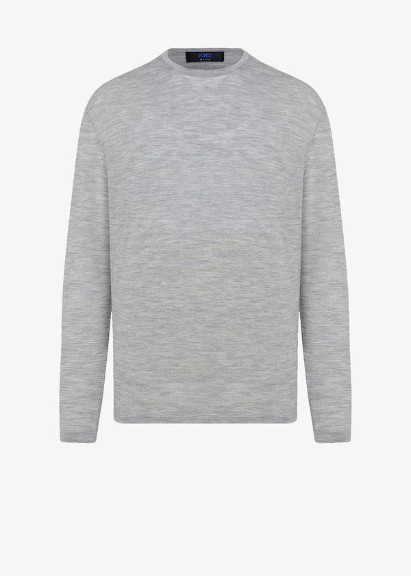 WOOL AND SILK BLEND CREW NECK JUMPER