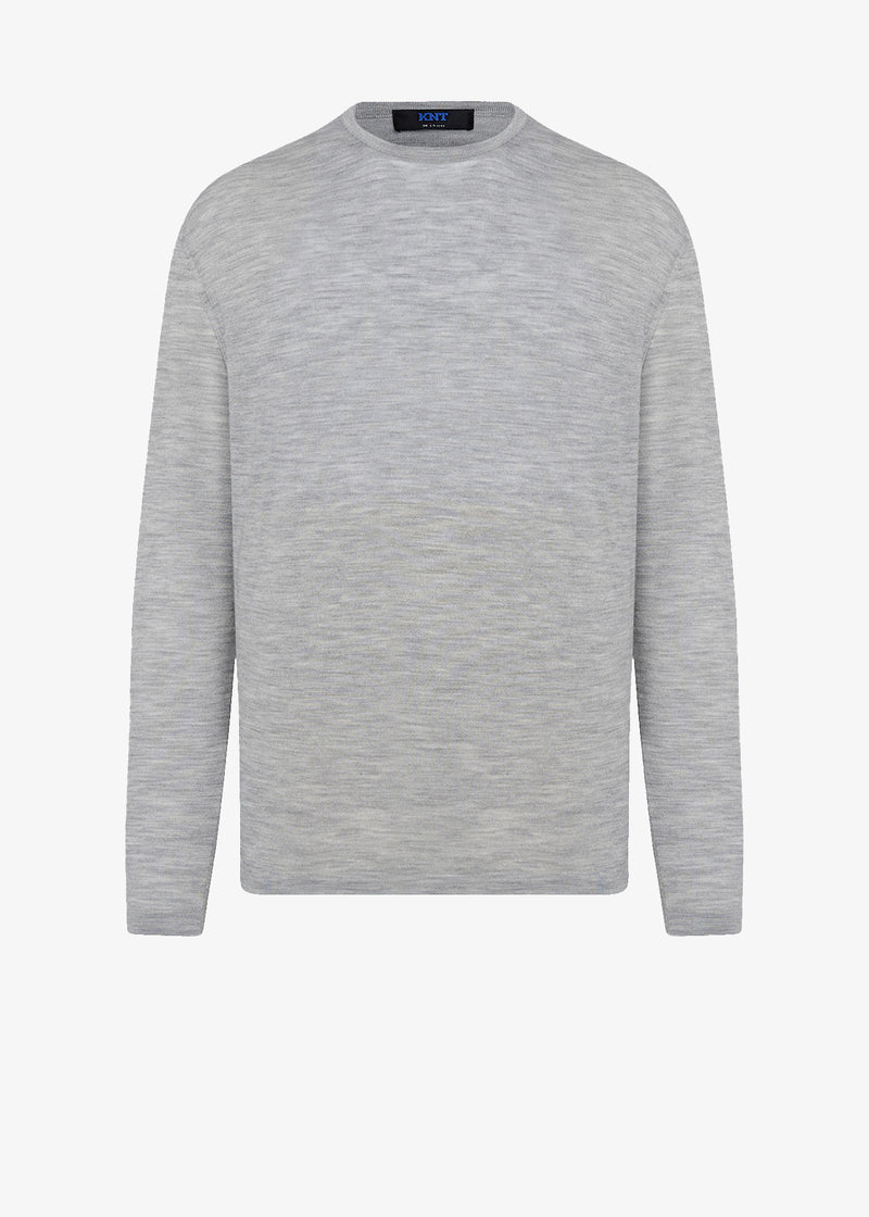 WOOL AND SILK BLEND CREW NECK JUMPER