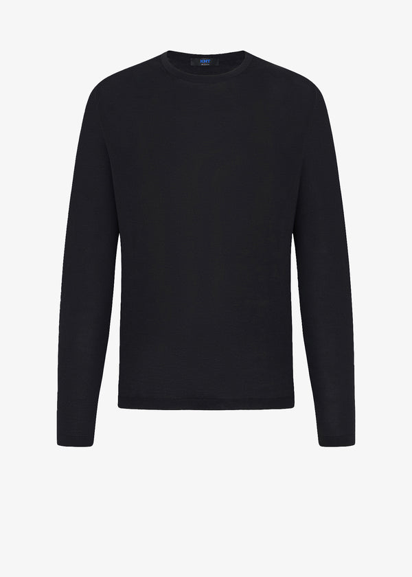 WOOL AND SILK BLEND CREW NECK JUMPER