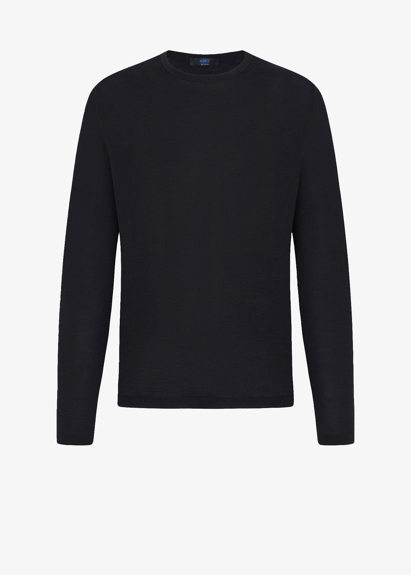 WOOL AND SILK BLEND CREW NECK JUMPER