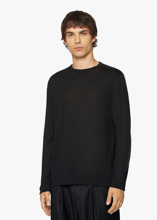 WOOL AND SILK BLEND CREW NECK JUMPER