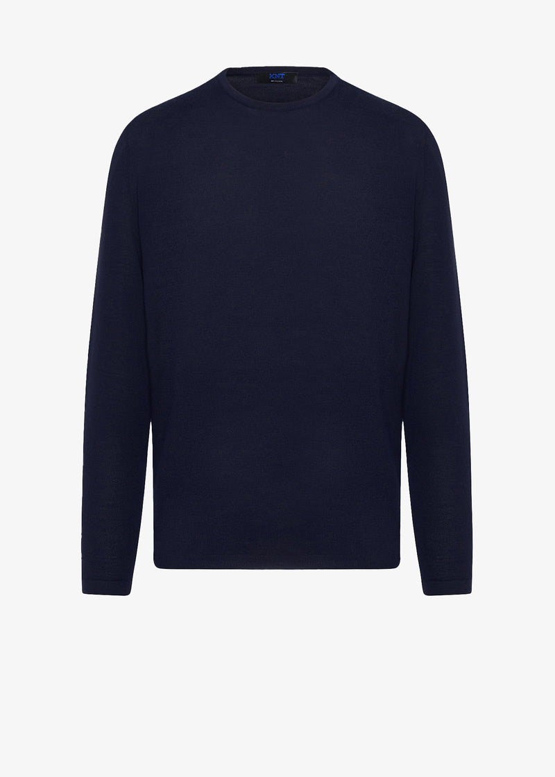 WOOL AND SILK BLEND CREW NECK JUMPER