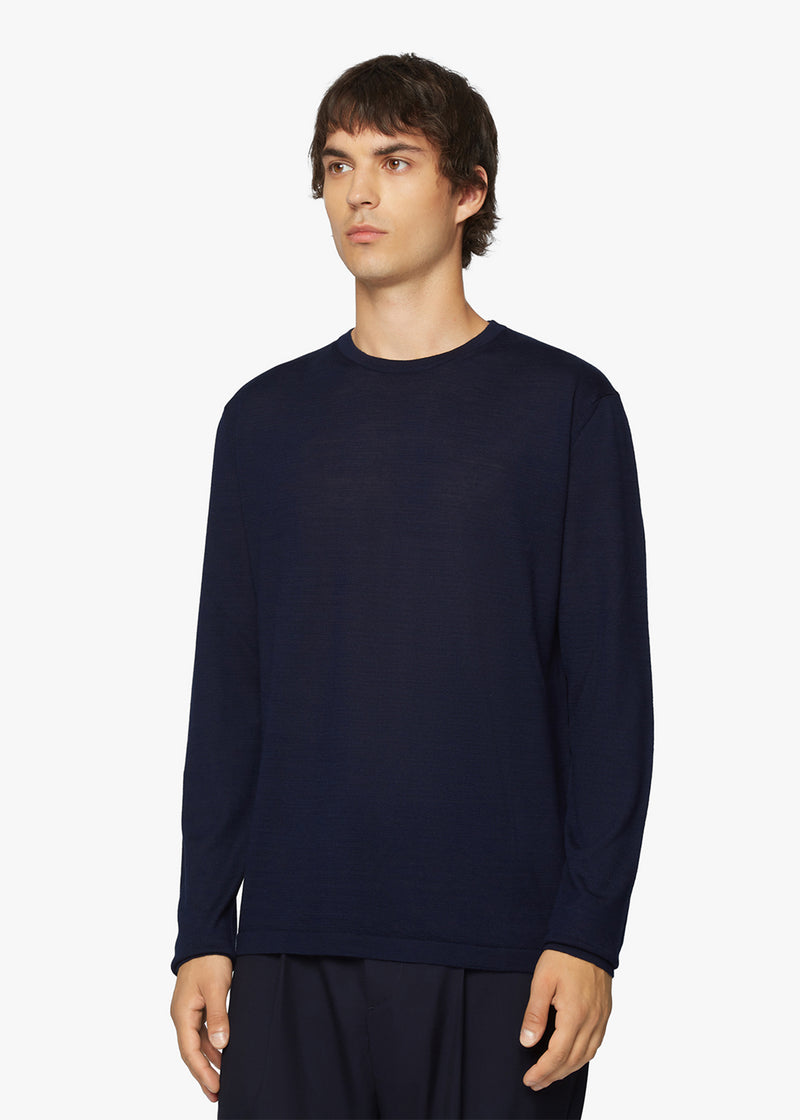 WOOL AND SILK BLEND CREW NECK JUMPER