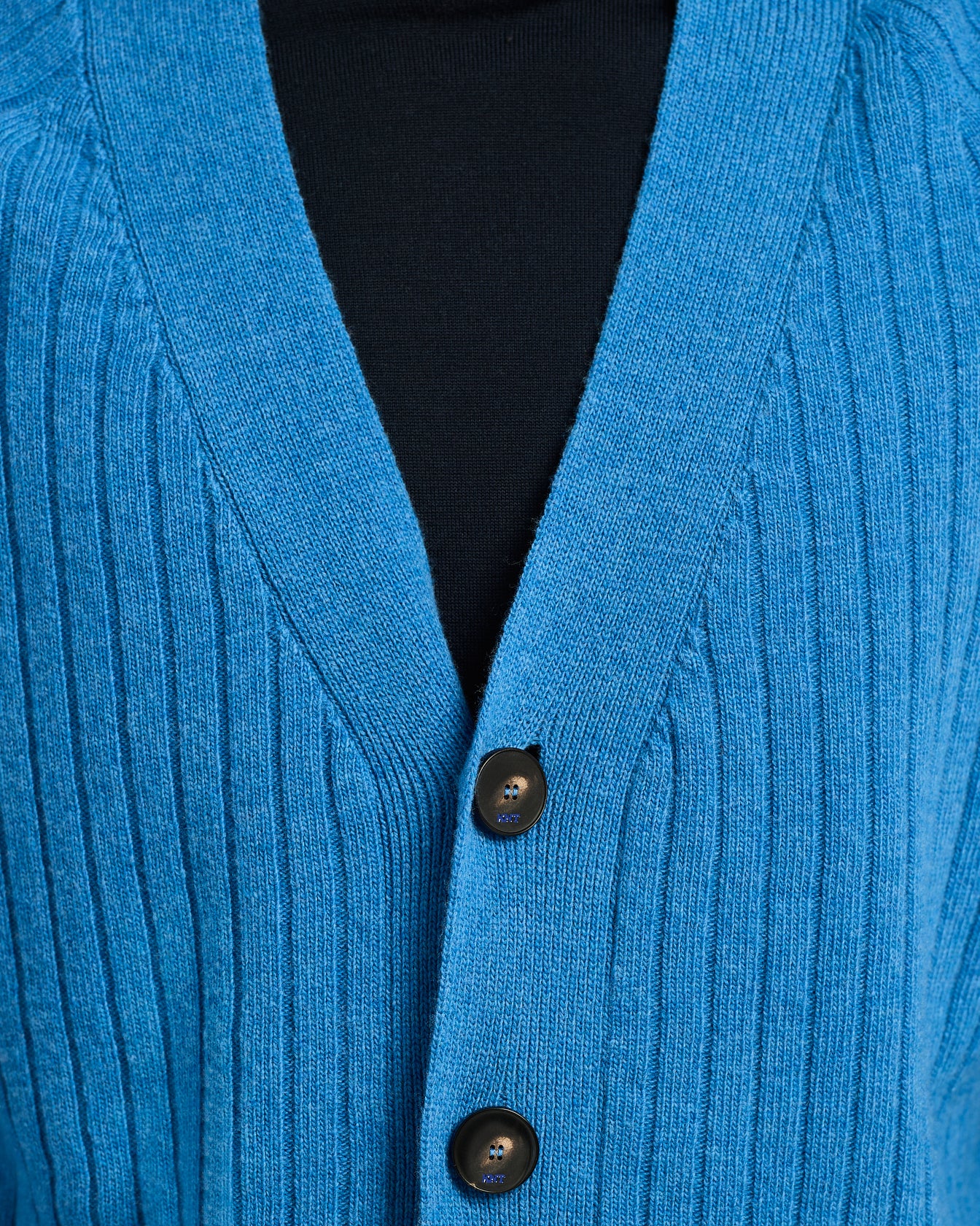 Pure virgin wool ribbed cardigan