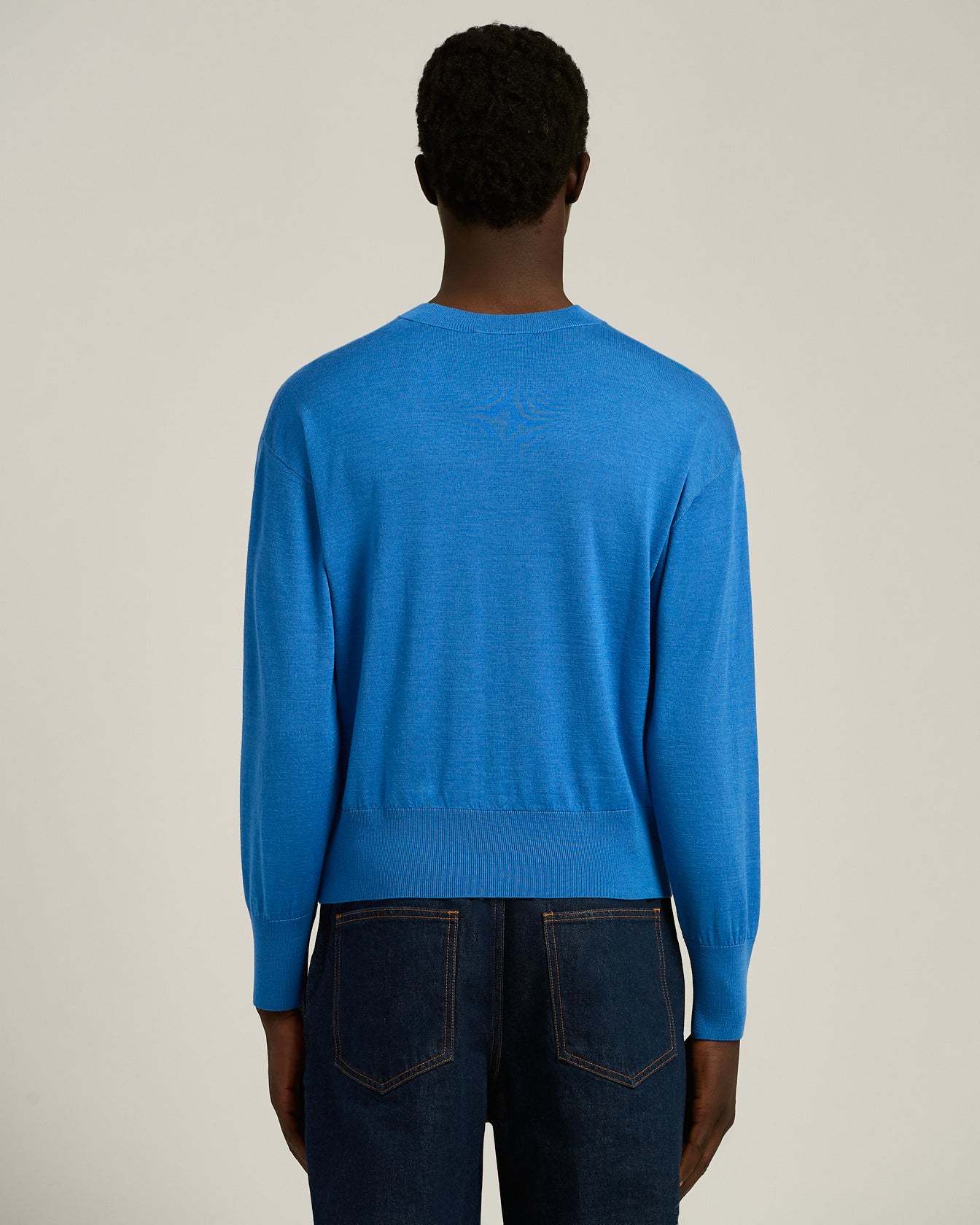 extra-fine virgin wool and silk crew neck top
