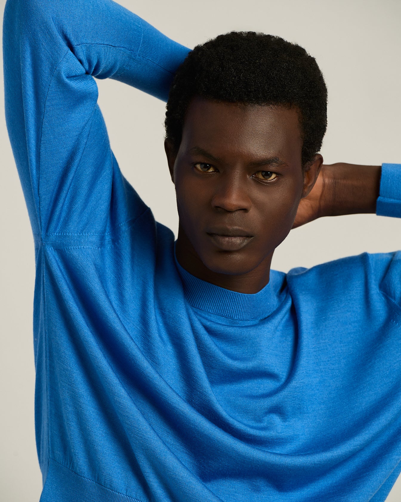 extra-fine virgin wool and silk crew neck top