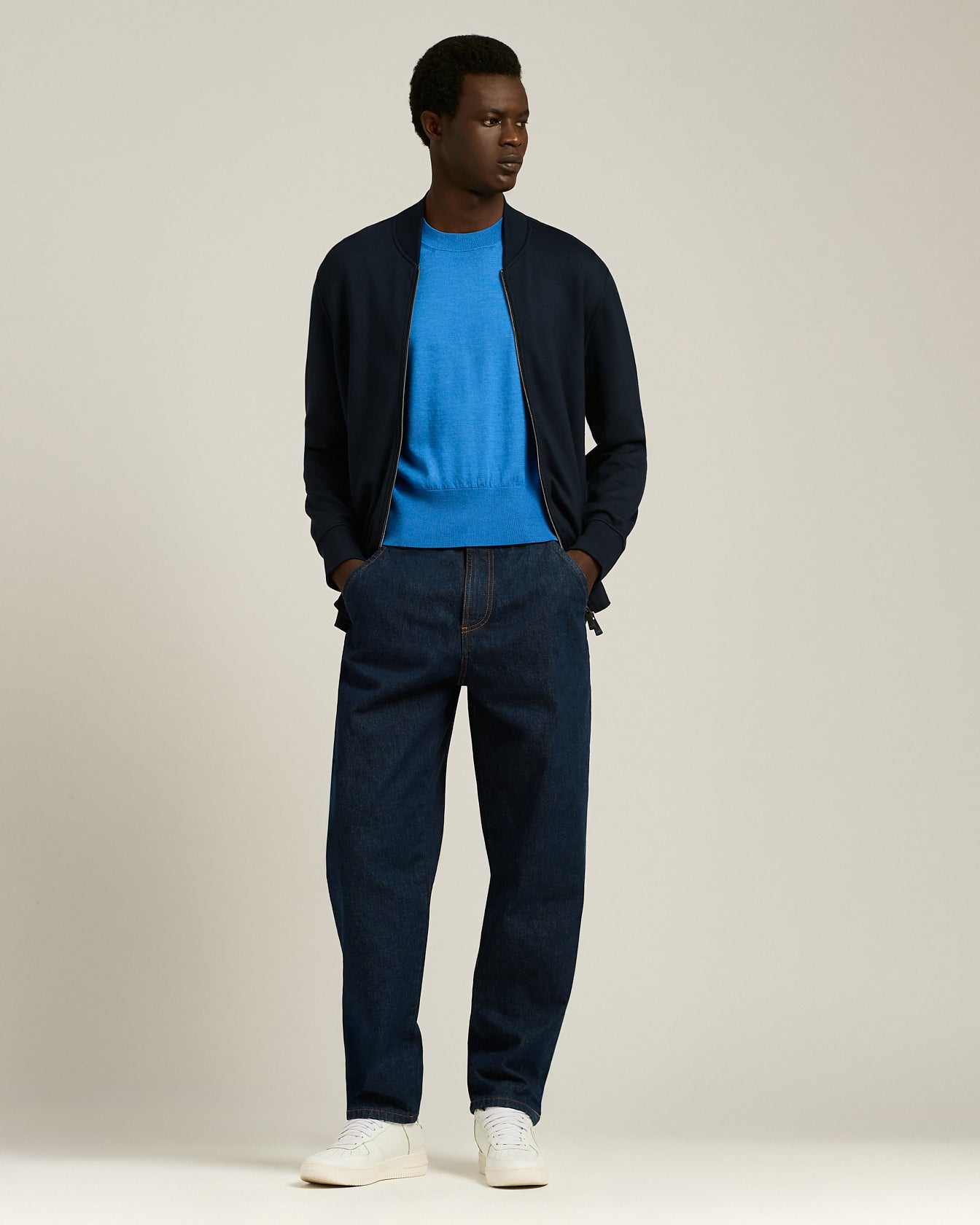 extra-fine virgin wool and silk crew neck top