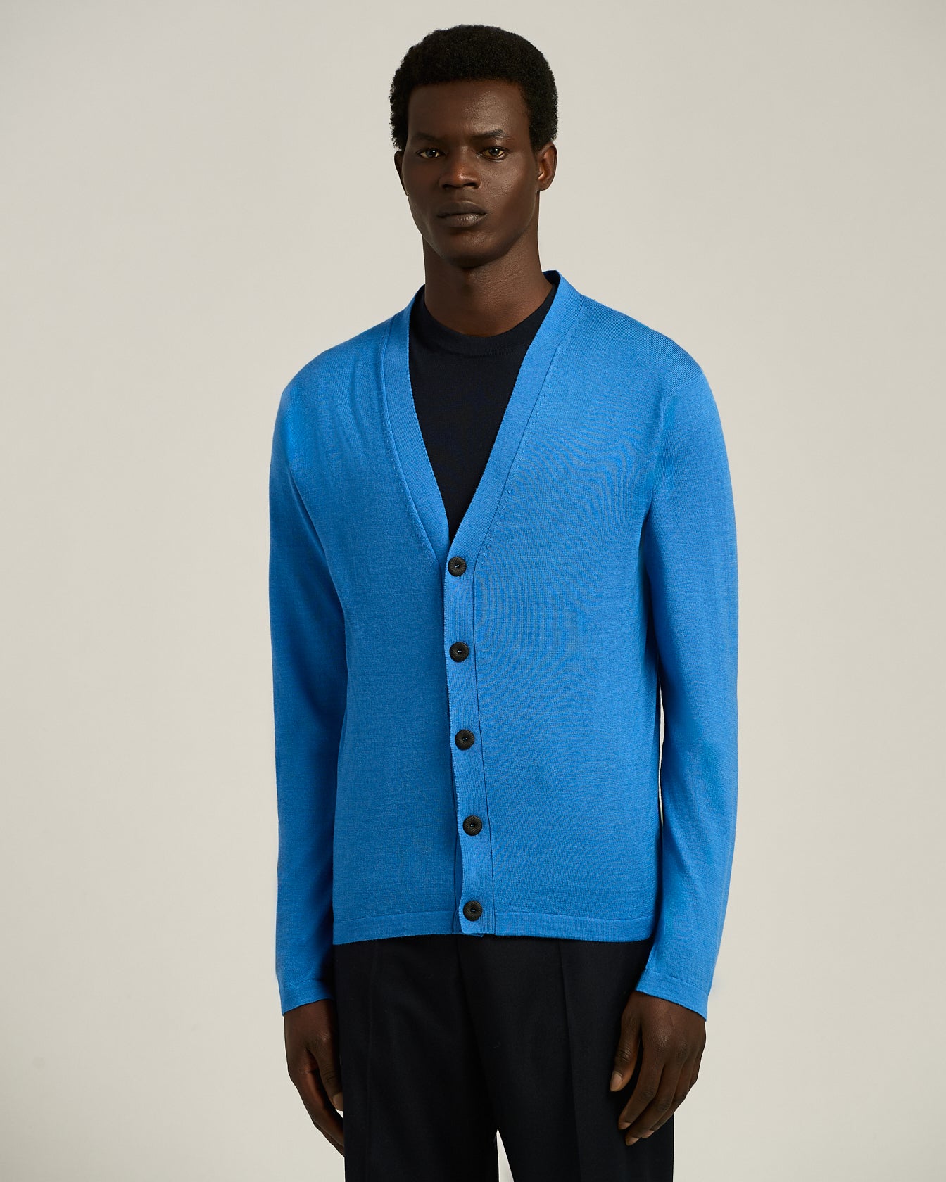 lightweight virgin wool and silk cardigan