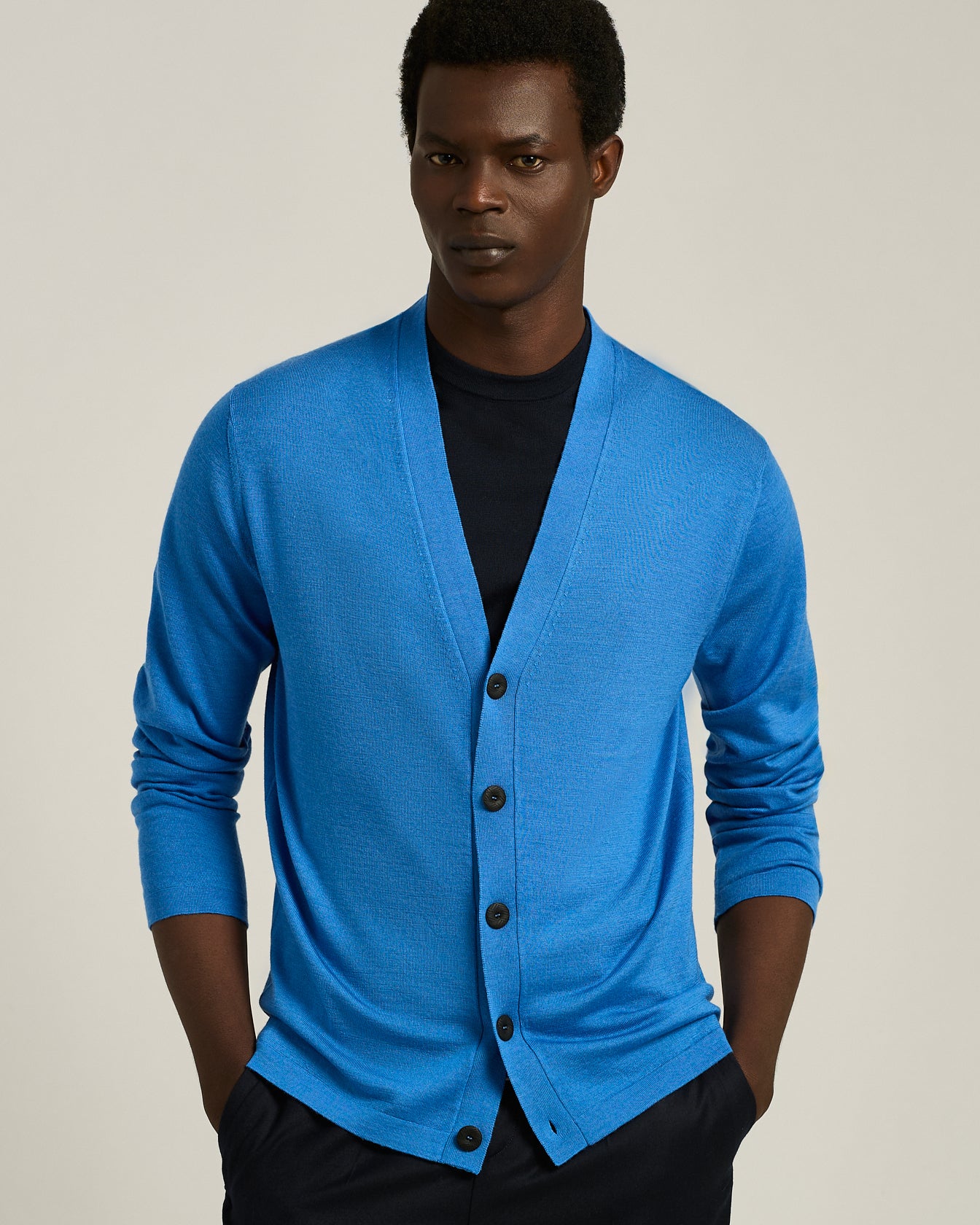 lightweight virgin wool and silk cardigan