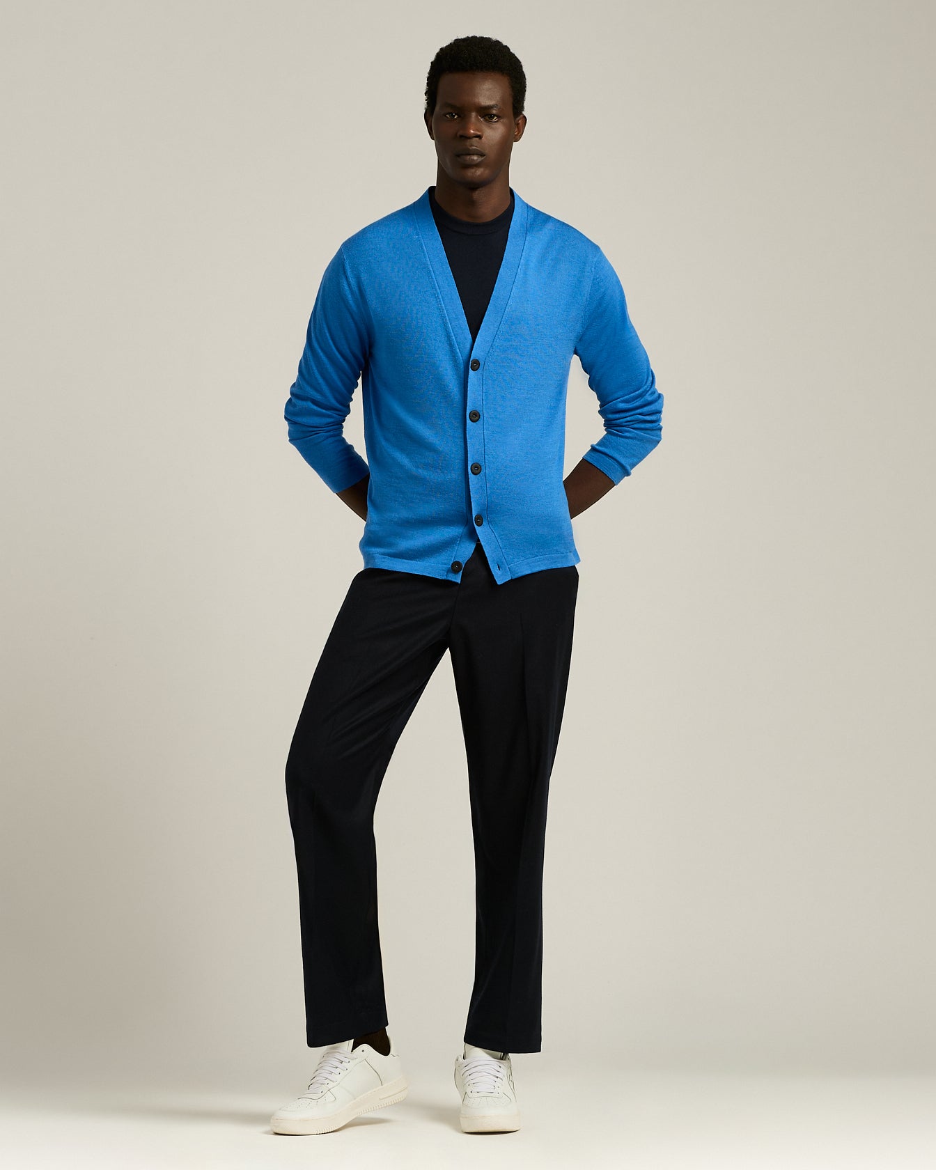 lightweight virgin wool and silk cardigan