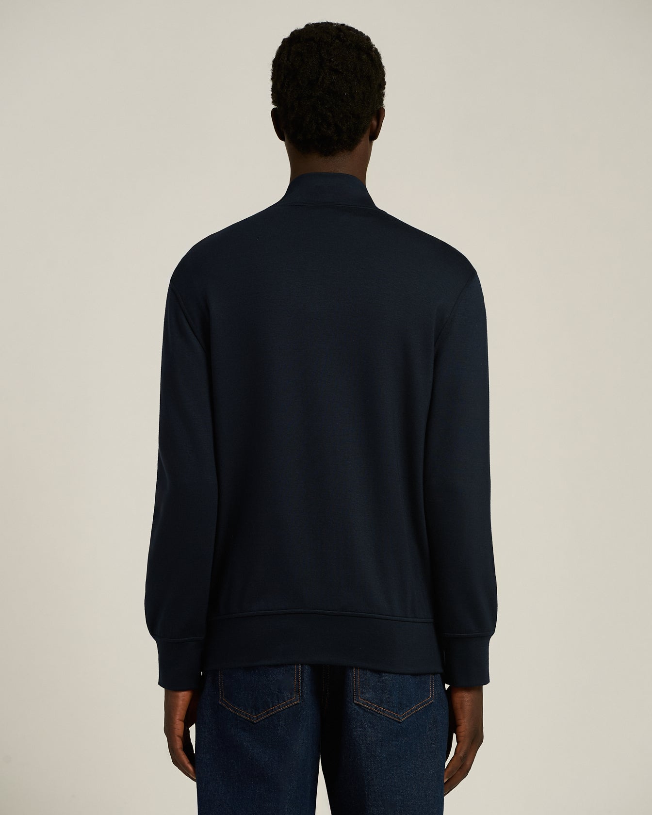 STRETCH VISCOSE JERSEY ZIP-UP SWEATSHIRT