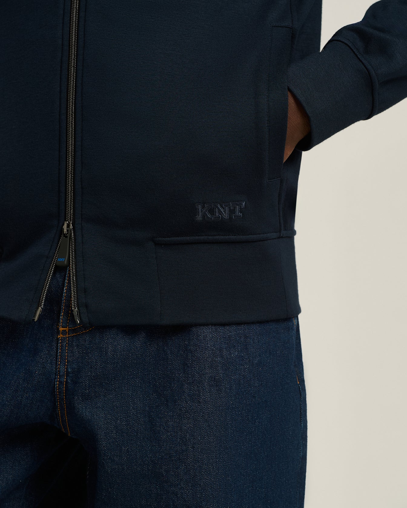 STRETCH VISCOSE JERSEY ZIP-UP SWEATSHIRT
